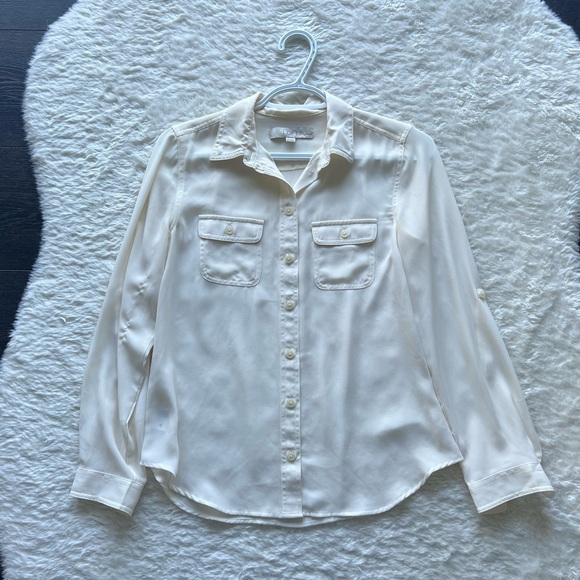 LOFT Cream White Button Up Shirt - Picture 4 of 5